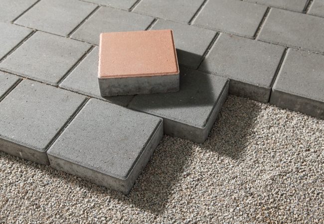 pedestrian path with paver bricks. Sidewalk pavement pedestrian path with paver bricks. Sidewalk pavement